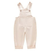 ZHUASHUM Pants For Baby Girls Relax Fit Trousers Straight Leg Solid Color Sweartpants Jumpsuit Kid Clothes Beige 18-24 Months